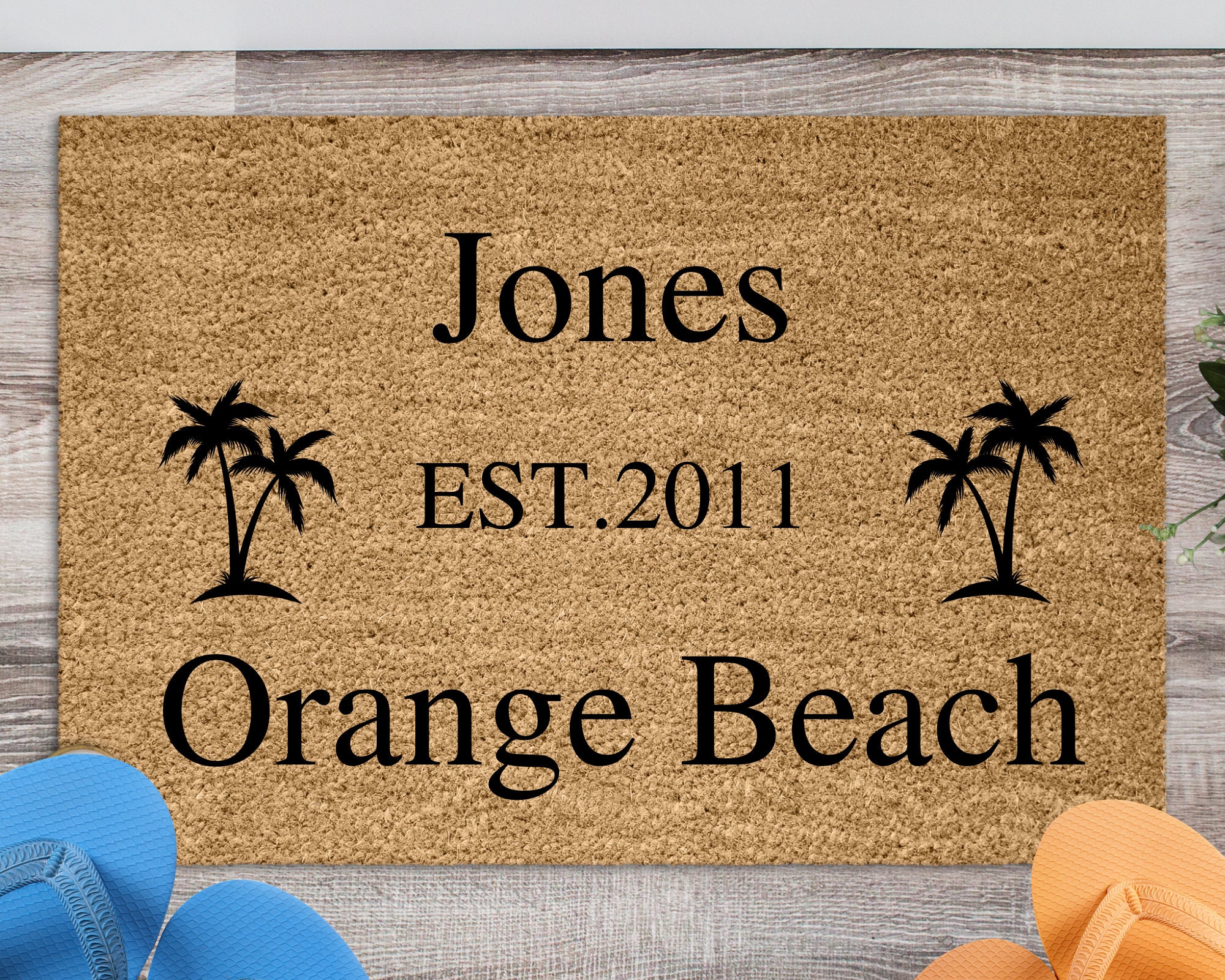 to our beach house custom doormat, Personalized Beach house