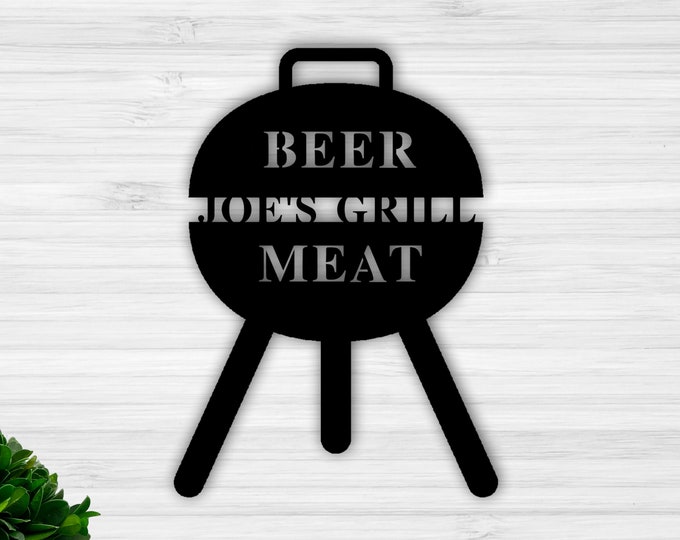 Custom BBQ Sign, Grilling Gifts Signs Personalized, Outdoor Kitchen Metal Sign,Grill Gifts for Dad Personalized Metal sign for Outdoor