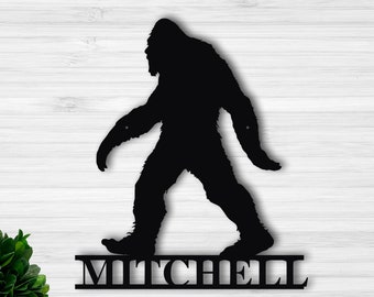 Bigfoot personalized metal sign, Personalized sasquatch metal sign, Custom name sasquatch sign, custom bigfoot sign