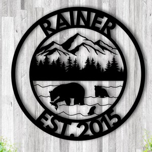Personalized Metal Cabin Sign,Outdoor Cabin Sign,Personalized Cabin Sign,Cabin Metal Wall Art,Cabin Metal Sign,Bear Metal Wall Art,Bear Sign