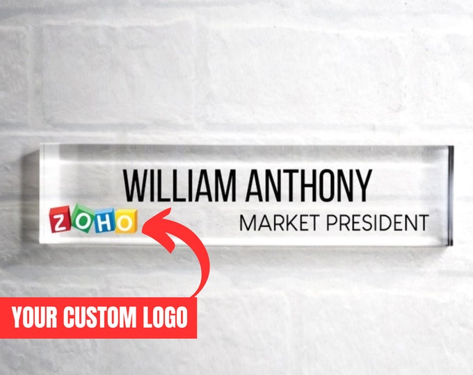 CUSTOM Name Plaque, Unique Office Decor Custom Logo, Office Nameplate, Gift for Boss, Boss Lady Gift, Desk Plaque, Personalized Company Logo
