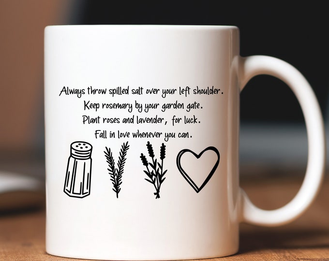 Salt Rosemary Lavender Love Coffee Mug. Practical Magic Vintage Mug. Magic Cell Mug. Halloween Funny Mug. Inspirational Mug.