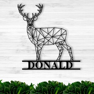 Personalized Geometric Deer, Custom Deer Sign, Metal Deer Sign, Kids room decor, Wildlife decor,nursery decor, wildlife art