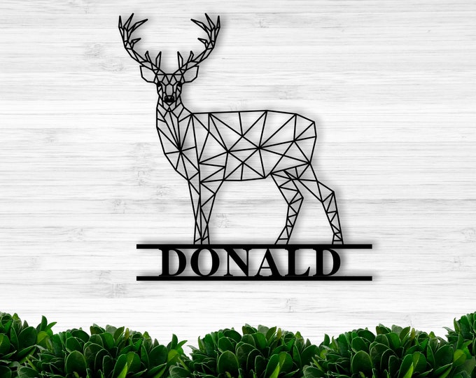 Personalized Geometric Deer, Custom Deer Sign, Metal Deer Sign, Kids room decor, Wildlife decor,nursery decor, wildlife art