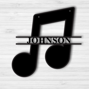 Personalized Music Family Name Sign, Metal Music Sign, Music Note, Custom Music sign.