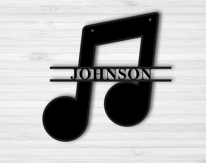 Personalized Music Family Name Sign, Metal Music Sign, Music Note, Custom Music sign.