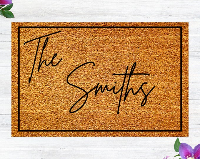 Personalized Welcome Mat, Custom Door Mat, Family Name Doormat, Wedding Gift, Housewarming Gift, Welcome Doormat,Realtor Client Closing Gift