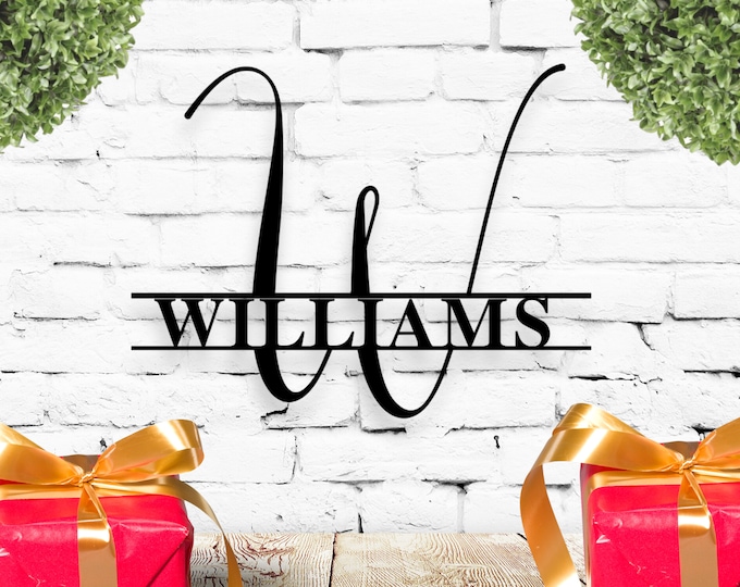 Custom Family Name Metal Sign, Initial Sign, Metal Monogram Sign, Door Hanger, Last Name Sign, Metal Wall Art, Metal Decorative Wall Art