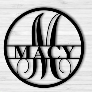 Personalized Metal Sign Custom Last Name Sign Family Name Sign Metal Wall Art Split Monogram Personalized Wedding Gift