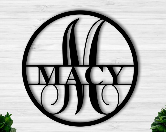 Personalized Metal Sign Custom Last Name Sign Family Name Sign Metal Wall Art Split Monogram Personalized Wedding Gift