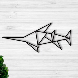 Geometric Marlin, Marlin Metal Wall Art, Beach Decor, Swordfish Metal Wall Art