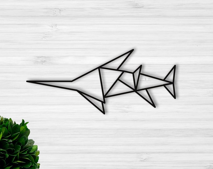 Geometric Marlin, Marlin Metal Wall Art, Beach Decor, Swordfish Metal Wall Art
