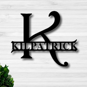 Personalized Metal Sign Custom Last Name Sign Family Name Sign Metal Wall Art Split Monogram Personalized Wedding Gift