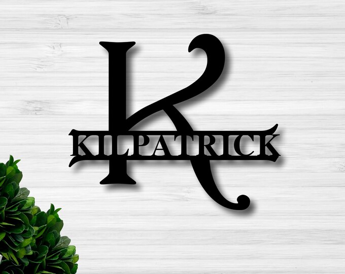 Personalized Metal Sign Custom Last Name Sign Family Name Sign Metal Wall Art Split Monogram Personalized Wedding Gift