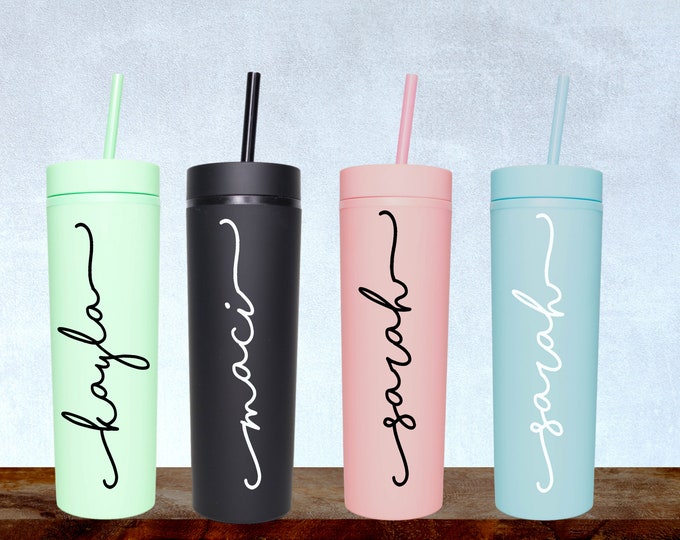 Personalized Tumbler, Custom Tumbler, Skinny Tumbler with lid and straw, Acrylic Tumblers, Girls Trip Gift, Monogrammed Tumbler, Custom Cups