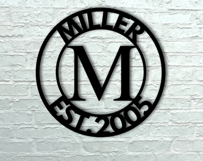 Established Sign for Wedding Gift- Family Established Sign Metal-Last Name Metal Sign-Personalized Metal Name Sign-Custom Family Name Sign