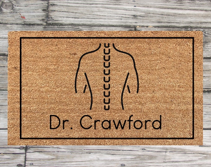 Personalized Chiropractic Gift, Chiropractor Gift, Dr Office, Spine Doctor Gift, Door mat for Dr., Doctor gift