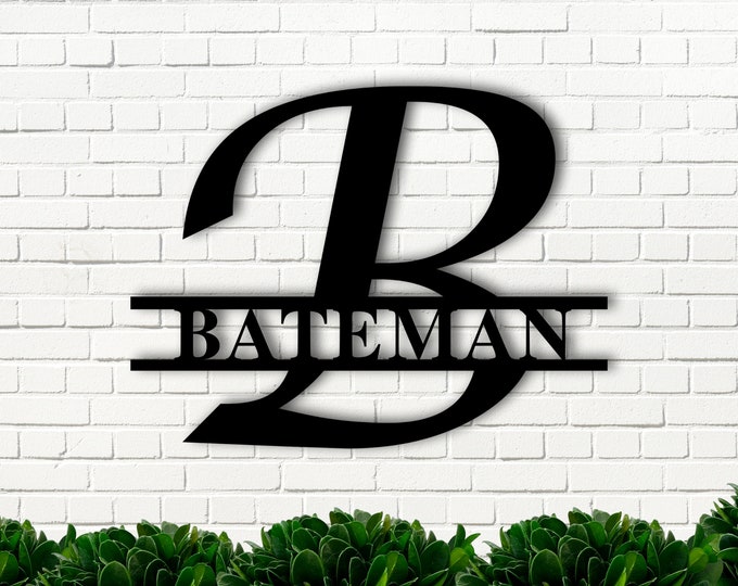 Custom Family Name Metal Sign, Initial Sign, Metal Monogram Sign, Door Hanger, Last Name Sign, Metal Wall Art, Metal Decorative Wall Art