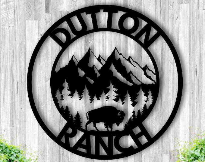 Buffalo sign, American bison sign, Entrance sign, Custom Family Name Sign, Personalized sign,  Farm sign, Ranch sign, Bison metal sign