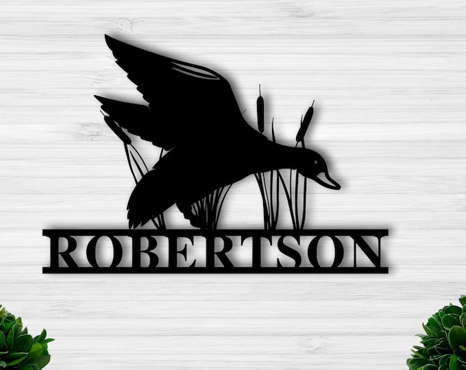 Personalized Duck Hunting Sign, Custom Entrance Metal Sign, Last Name, Address, Family Name Sign, Duck Hunter Gift, Duck Décor, Cabin Sign