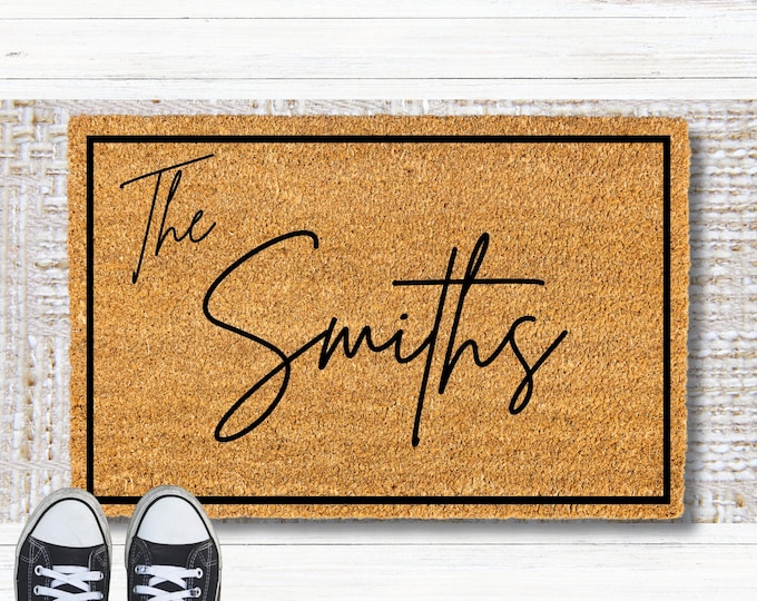 Personalized Welcome Mat, Custom Door Mat, Family Name Doormat, Wedding Gift, Housewarming Gift, Welcome Doormat,Realtor Client Closing Gift
