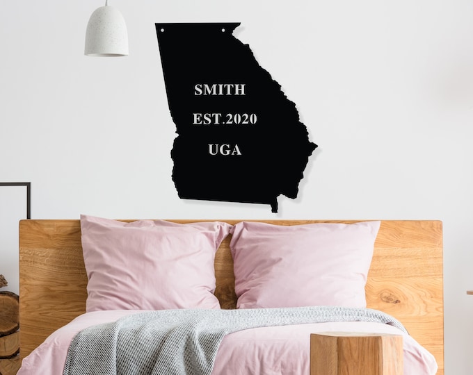 Georgia Metal Art, Established Family Sign, Metal Monogram Sign, Metal Family Name Sign, Metal Signs with Last Names