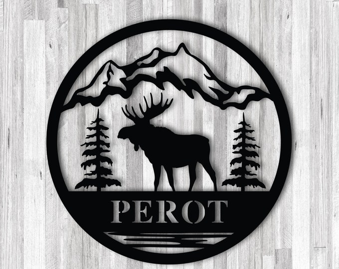 Metal Moose Sign, Personalize Moose Metal Sign, Last name Moose Sign for Outdoor, Personalize Metal Sign, Outdoor Name, Outdoor Name Sign