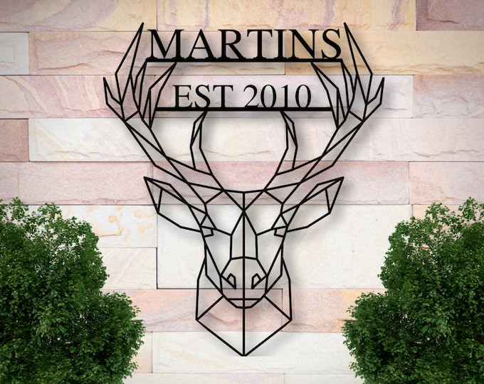 Personalized Last Name Metal Sign, Established Family Sign, Deer Name Metal Sign, Metal Family Name Sign, Metal Signs with Last Names