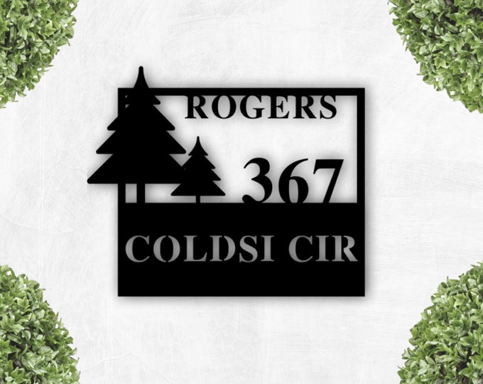 Wilderness address sign, Established Metal Sign, Established Family Sign, Housewarming Gift, Wedding Gift, Metal Door Sign