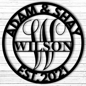Last Name Metal Sign, Family Name Sign, Personalized Metal Wall Decor, Housewarming Gift, Welcome Sign for Front Porch, Metal Monogram Sign