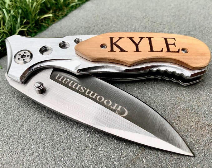 Engraved Pocket Knife Groomsman Gift, Groomsman Knife, Groomsmen knives, gifts for groomsmen, gift for groomsman, best man gift knife