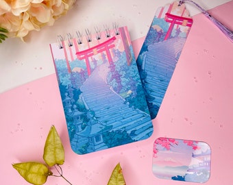 Kawaii Anime A6 Notebook - Japan Torii - By Kiaru