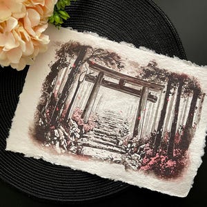 Kawaii Traditional Ink Print Japan illustration A4 - Torii! - by Kiaru