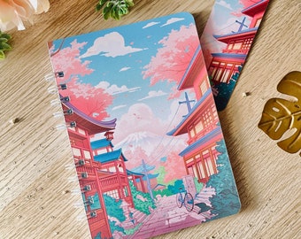 Kawaii Anime A5 Notebook -  Afternoon Walk in Japan! - By Kiaru