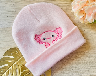 Kawaii Cute Anime Beanie - Pink Axolotl! - By Kiaru