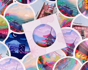 Kawaii Sticker Pack VOL.3 -  Japanese Landscapes!  - by Kiaru