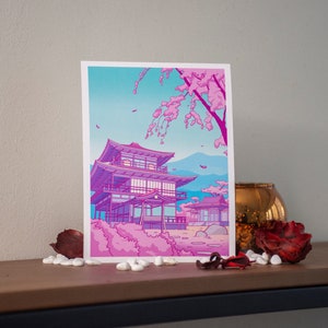 Kawaii Postcard Print - Japanese temple - by Kiaru