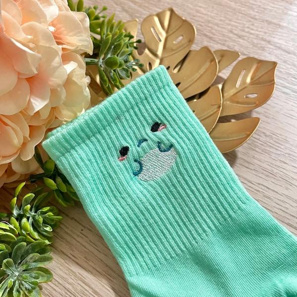 Embroidery Socks Kawaii Cute Frog- By Kiaru