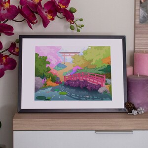Kawaii Print Japan illustration A4 - Japan Grdens - by Kiaru