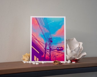 Kawaii Postcard Print - Japan Sky - by Kiaru