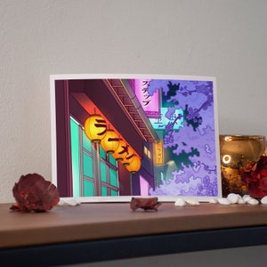 Postcard Japan Anime Illustration - Japan City Nights - by Kiaru