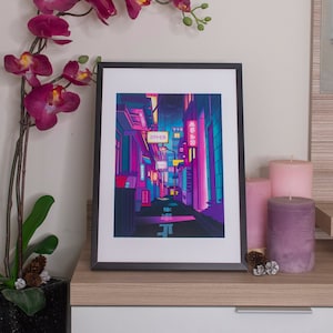 Print - Japan Neon Night - by Kiaru