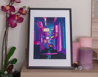 Print - Japan Neon Night - by Kiaru