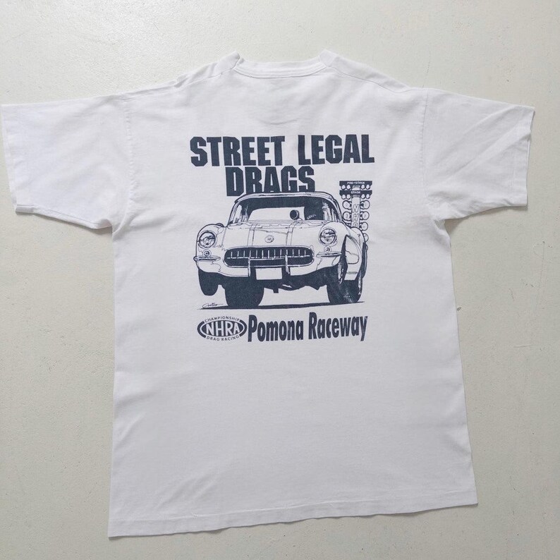 Size Xl Ss Sport Service Street Legal Drags Pomona Raceway T-Shirt – Nhra Graphic – 90S Vintage Made In Usa