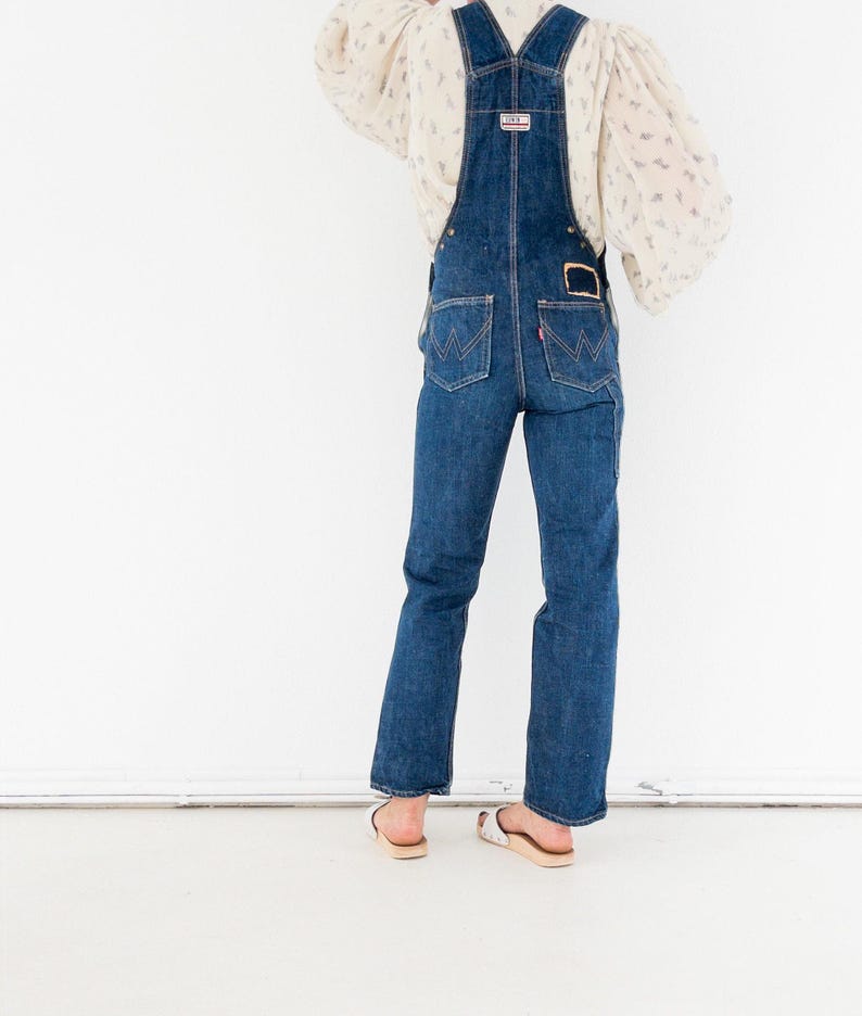 Salopette vintage Edwin Selvedge années 60-70 | Salopette en denim japonais | Rare vêtement de travail bleu indigo | Tailles S et M / Pantalon en denim image 1