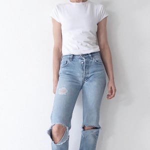 Vintage Levis 501 Jeans Damen W27 L36 | 80s Thrashed Distressed Denim Hose Made in USA