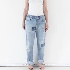 Vintage Levis 501 Redline Selvedge 1975 USA | Patched Distressed Jeans W32 | Rare Button 6 Red Tab Denim Collectible