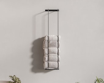 Towel Holder Solid Steel, Bathroom Towels Wall Mount Metal Rack GRAY COLOR