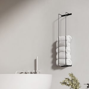 Towel Rack Towel Holder Wall Mount Metal Storage Bathroom Organizer image 2