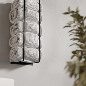 Towel Rack Towel Holder Wall Mount Metal Storage Bathroom Organizer image 5